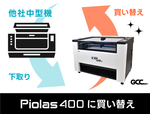 他社の中型レーザー加工機を下取り、Piolas 400へ買い替えた場合…